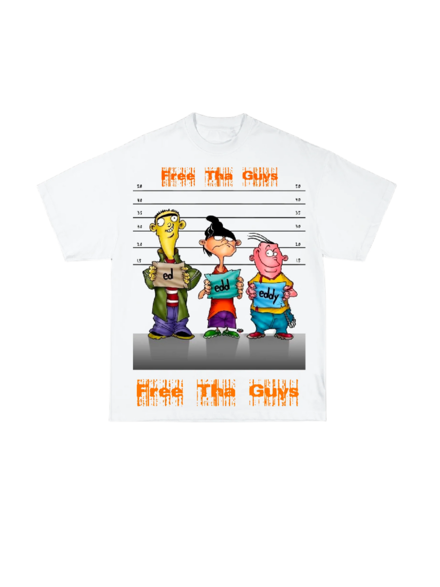 FREE THA GUYS. BOX SHIRT. (WHITE/ORANGE)