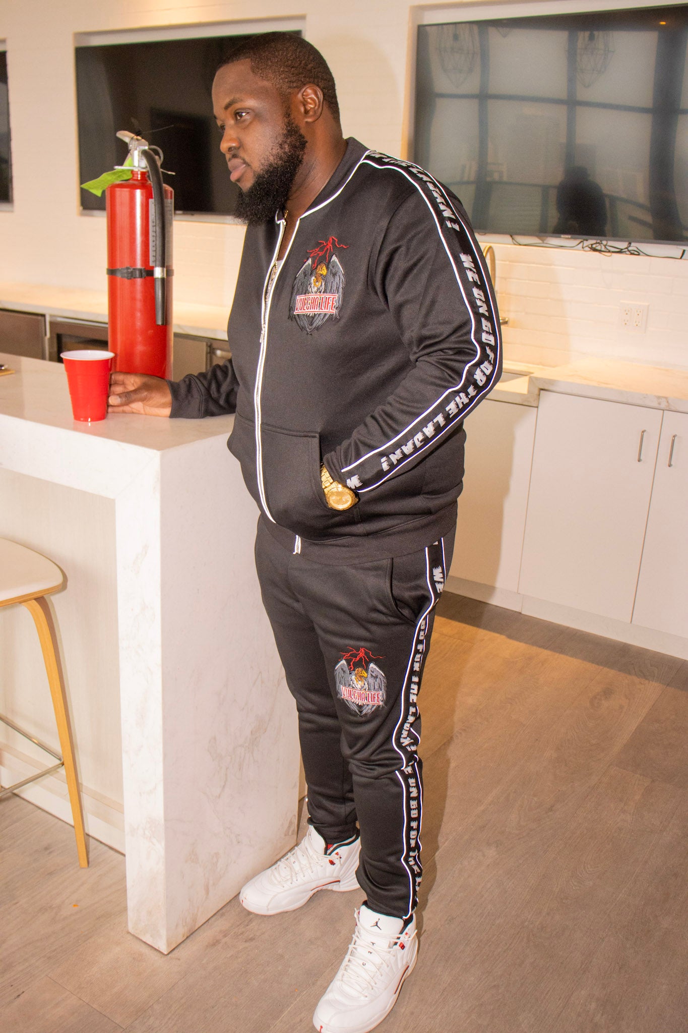 Vulcha Life Black Reflective Tracksuit