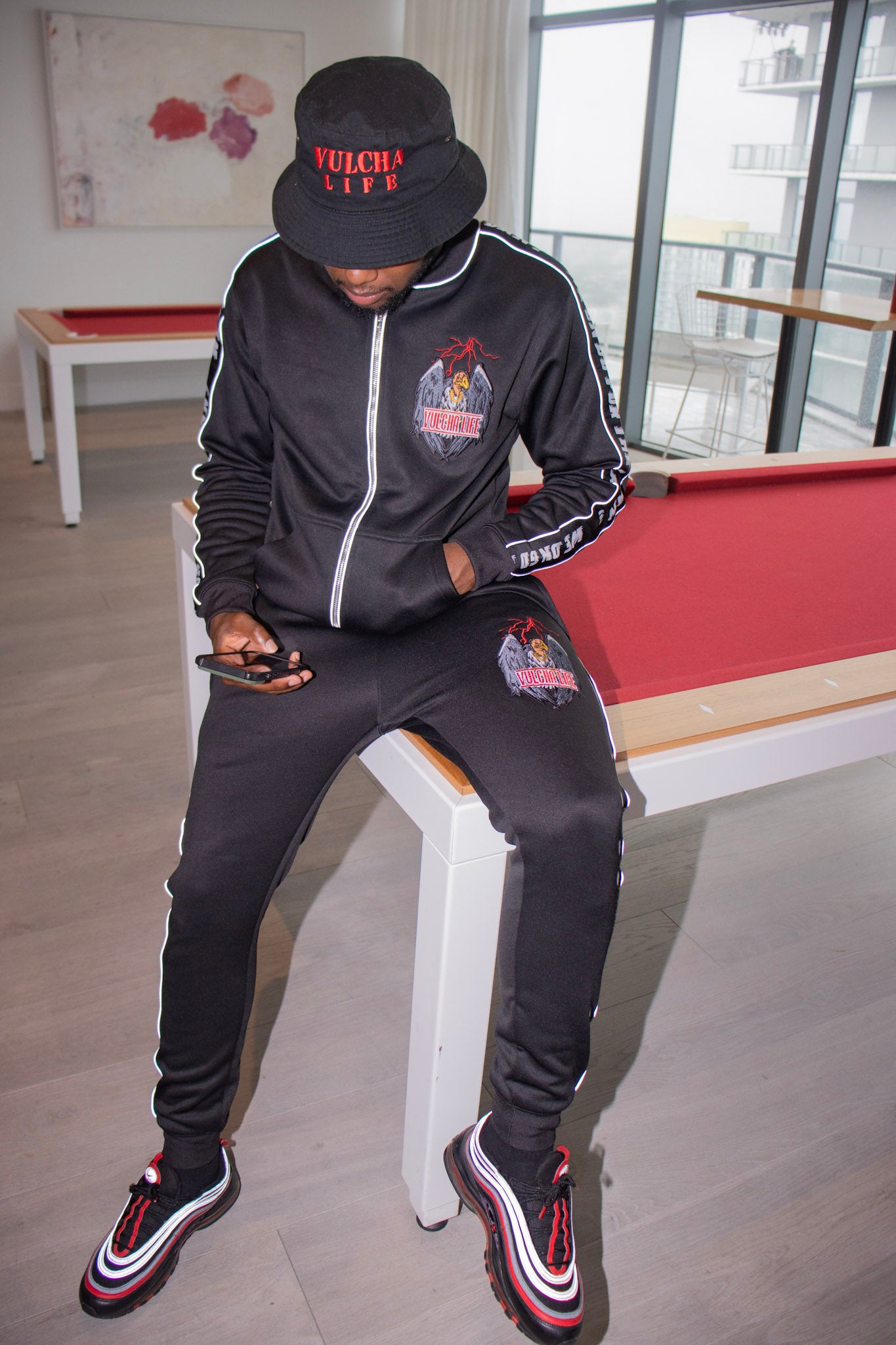 Vulcha Life Black Reflective Tracksuit
